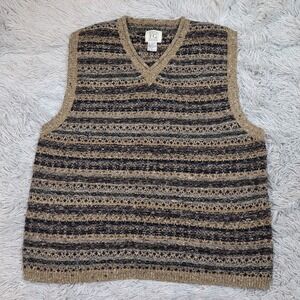 Vintage Field Gear Sweater Mens L Biege Vest Wool Blend Preppy Comfort